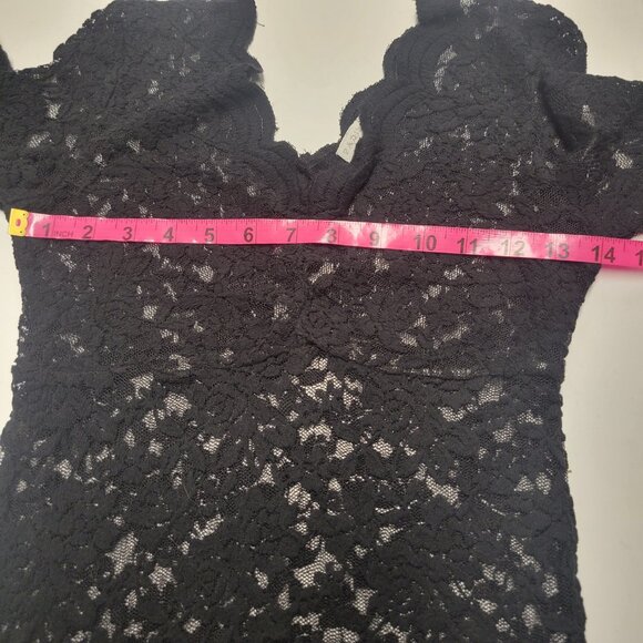 Black Lace Mesh See Through Top Long Sleeve Lace Blouse Size S/M - Picture 12 of 13